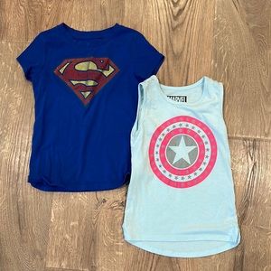 Girls Superman/Captain American Tops